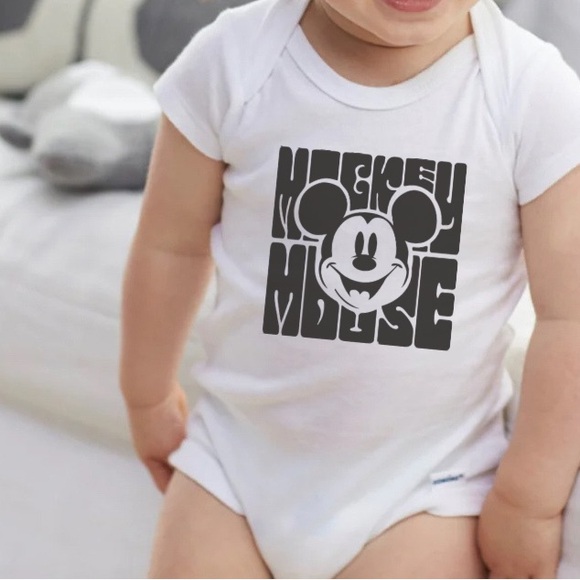 HANDCRAFTED Mickey Mouse Black and White Bodysuit - Picture 2 of 3